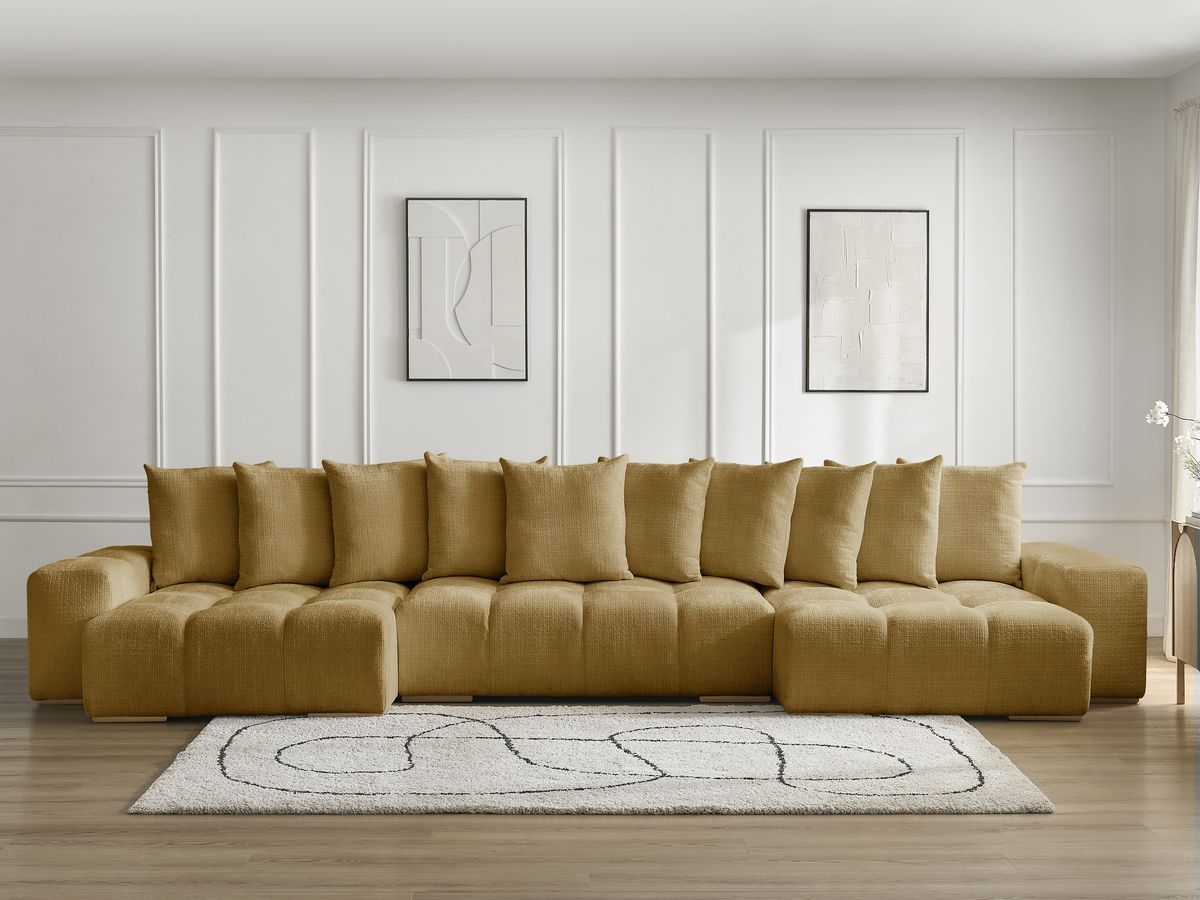 Bobochic Anakin Wohnlandschaft, 10 Kissen Strukturstoff Gelb