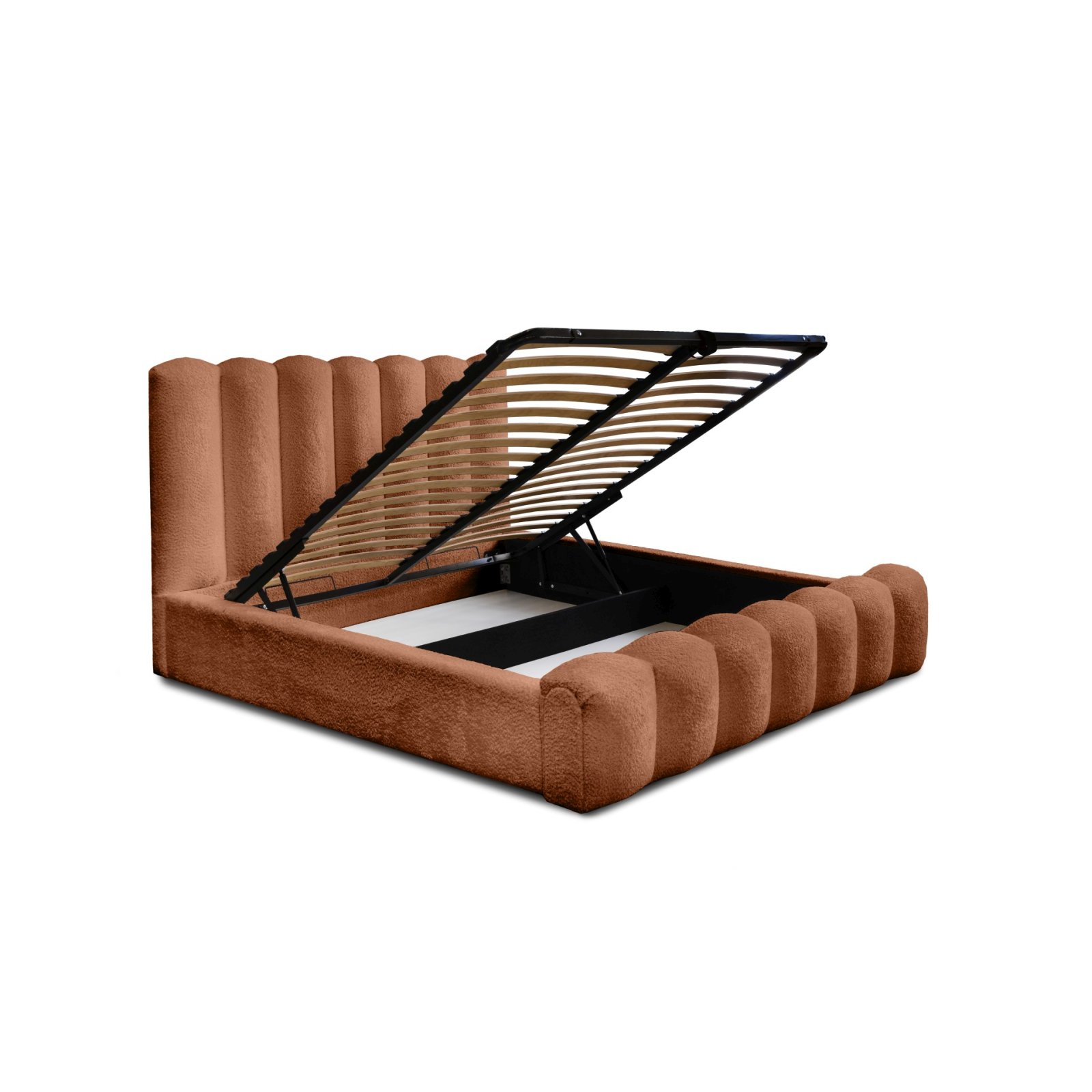 Polsterbett Laro Boucle 180x200 mit Metallrahmen Euphoria 09 Deep Terra