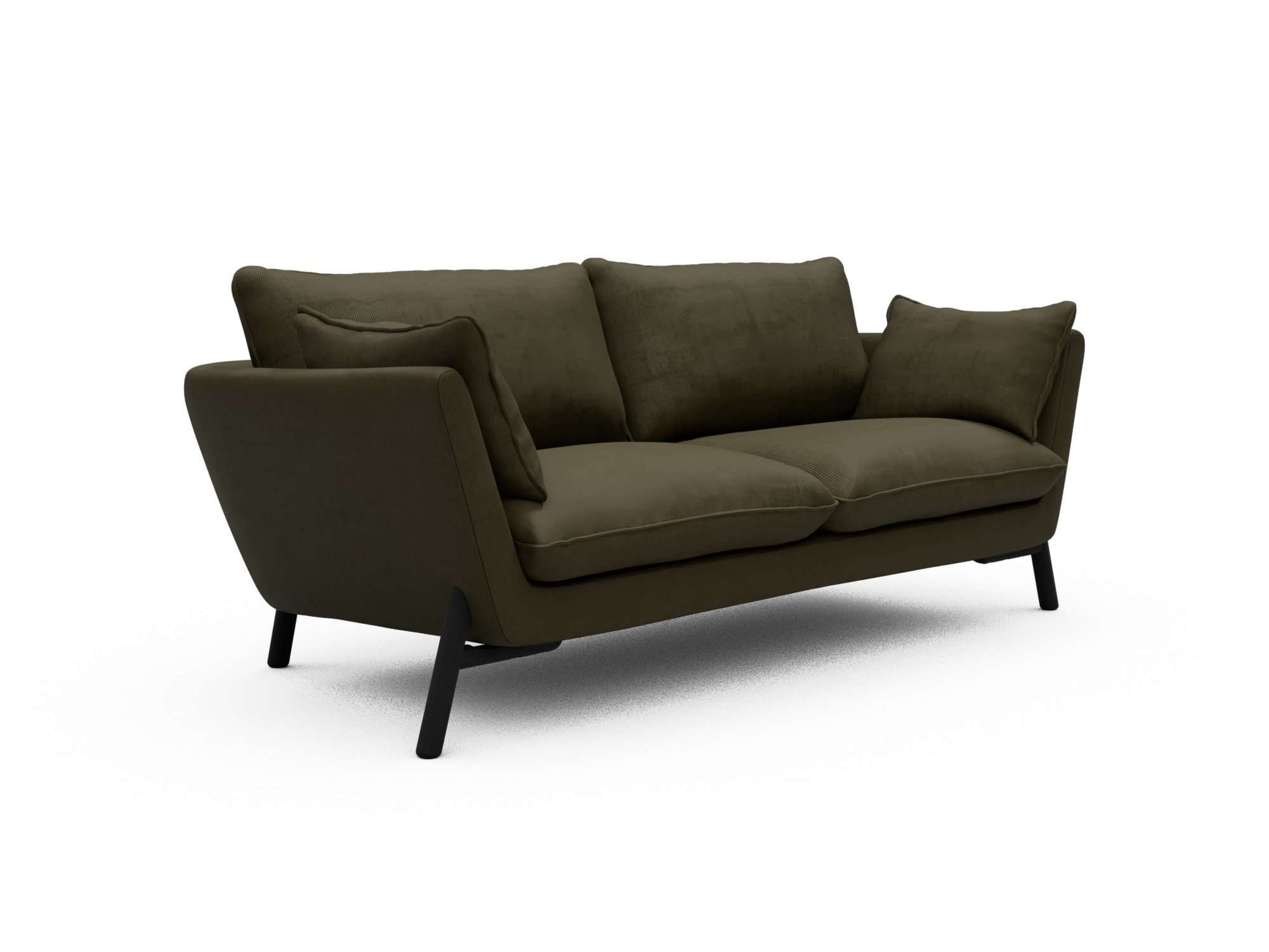 Skandi Home Sofa Emil 2-Sitzer Beinfarbe Eiche Schwarz Cordufine-Pine-Green moebelfaktor