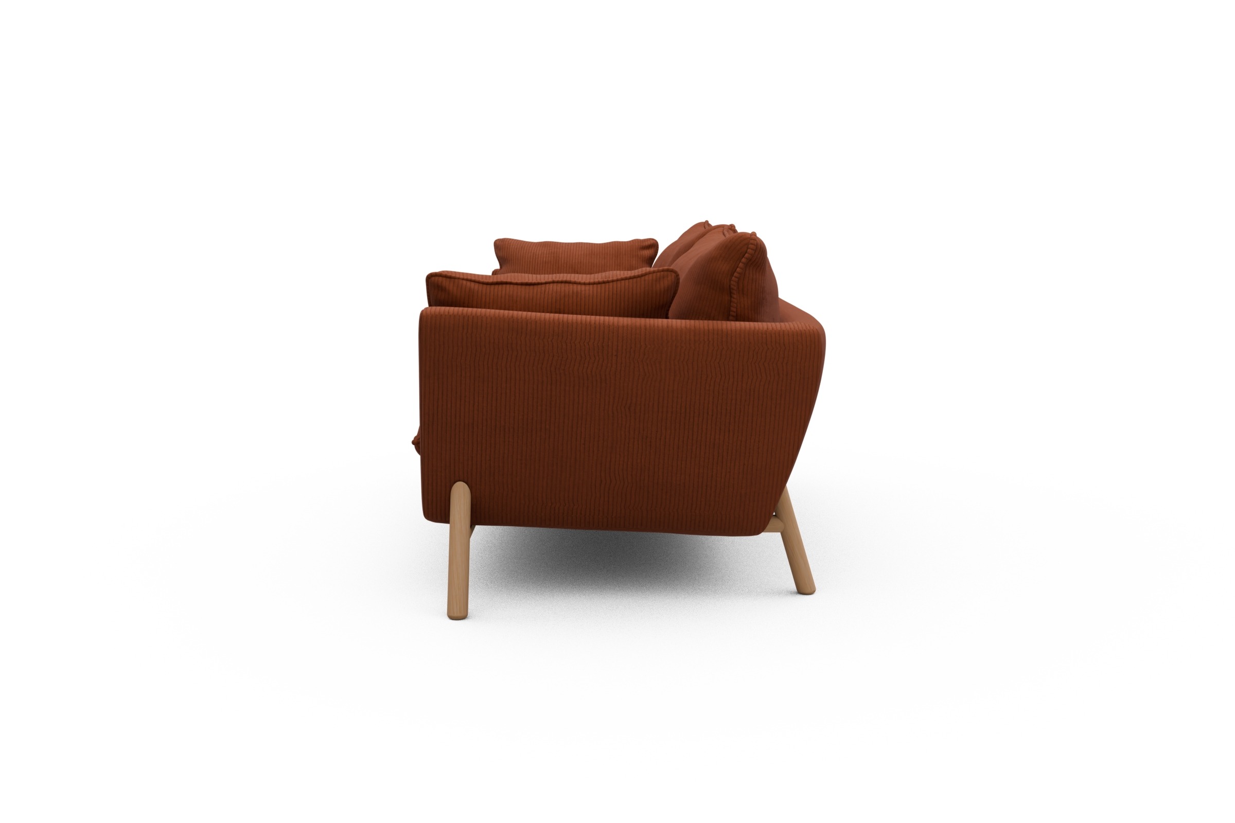 Sofa Emil PREMIUM 2-Sitzer Beinfarbe Eiche Natur Corduroy-Burnt-Orange