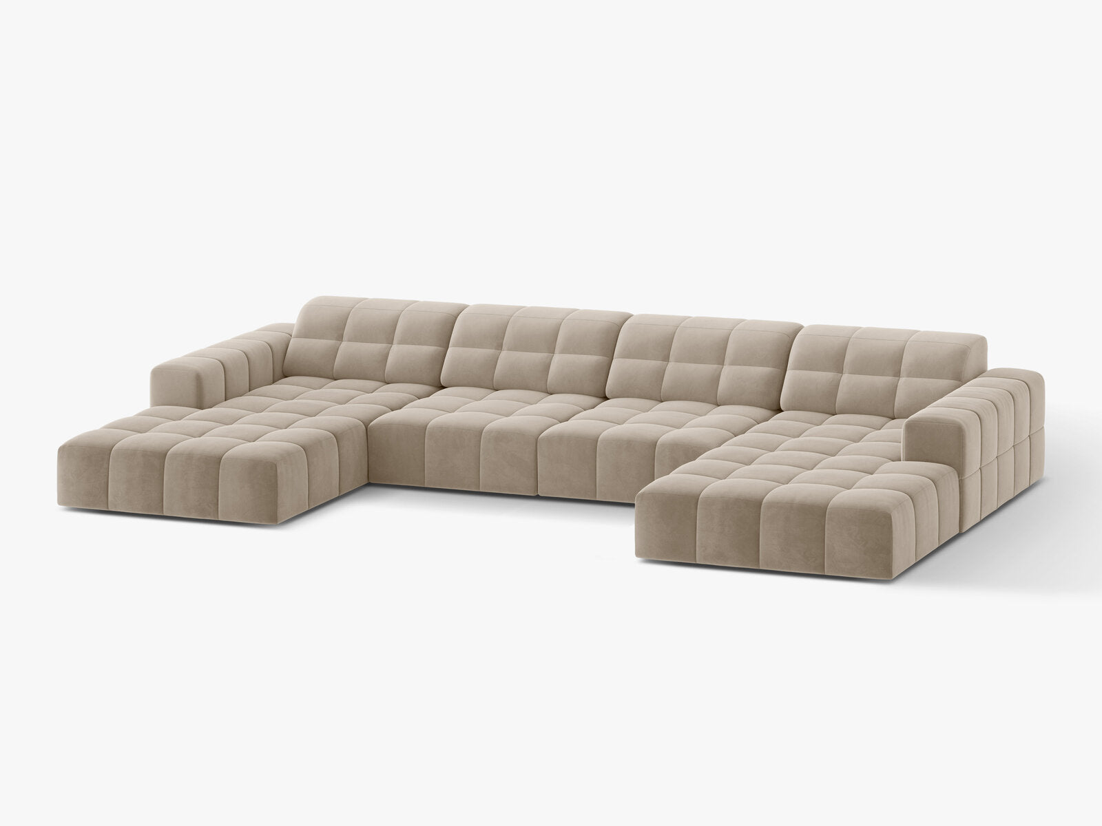 Micadoni Panorama Sofa Jennifer 6-Sitzer Samt Bluvel Dunkelbeige