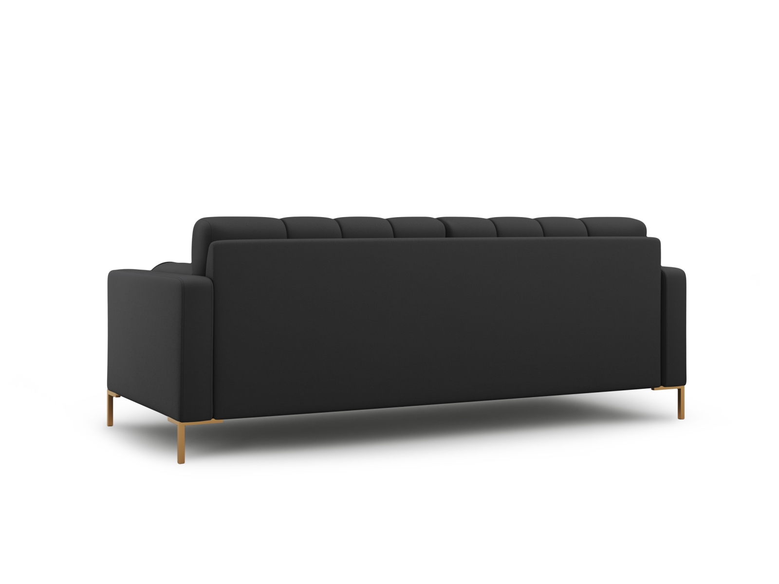 Cosmopolitan Design Sofa Bali 4-Sitzer Strukturierter Stoff Neve Dunkelgrau Beine Gold