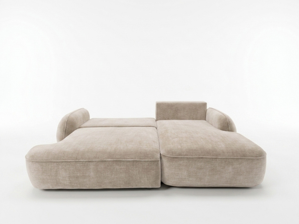 Bobochic Celeste Ecksofa mit Schlaffunktion und Bettkasten Stoff Beige Ecke rechts