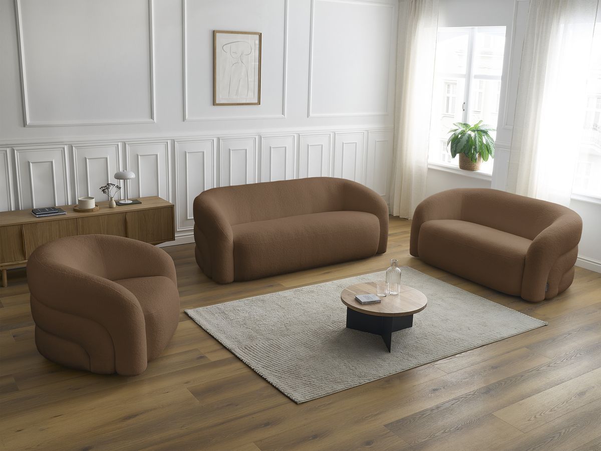 Bobochic Elina Sofa 6-Sitzer Bouclé-Stoff Braun