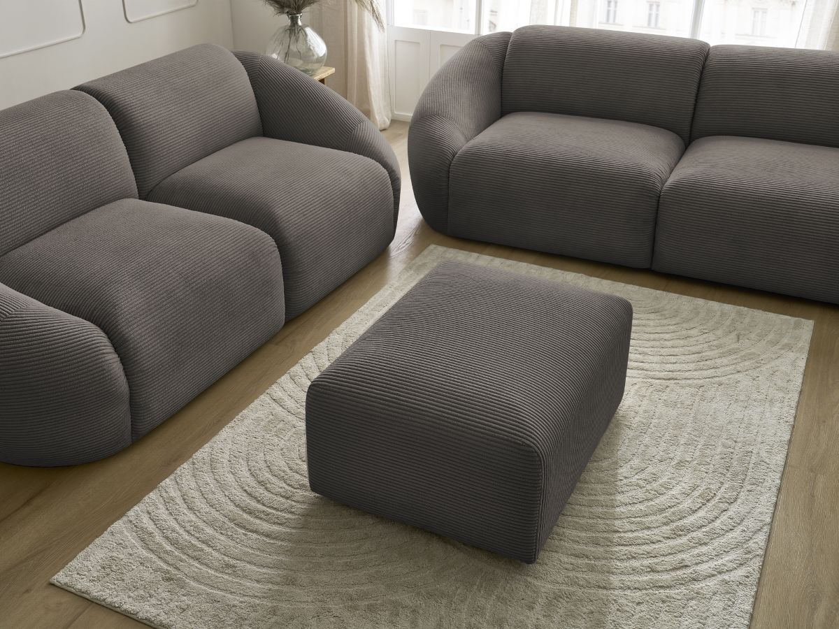 Bobochic Tina Sofa 6-Sitzer mit Pouf Cordsamt Taupe