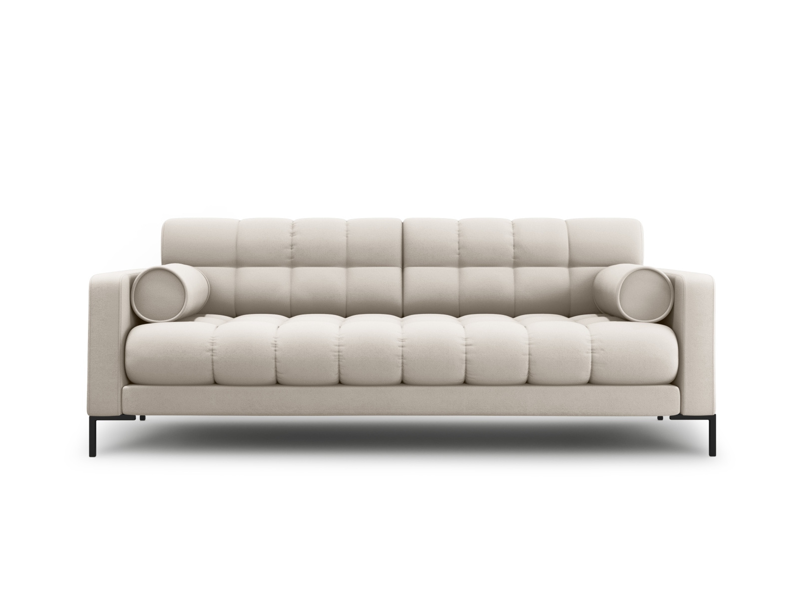 Cosmopolitan Design Sofa Bali 4-Sitzer Strukturierter Stoff Neve Beige Beine Schwarzes Metall