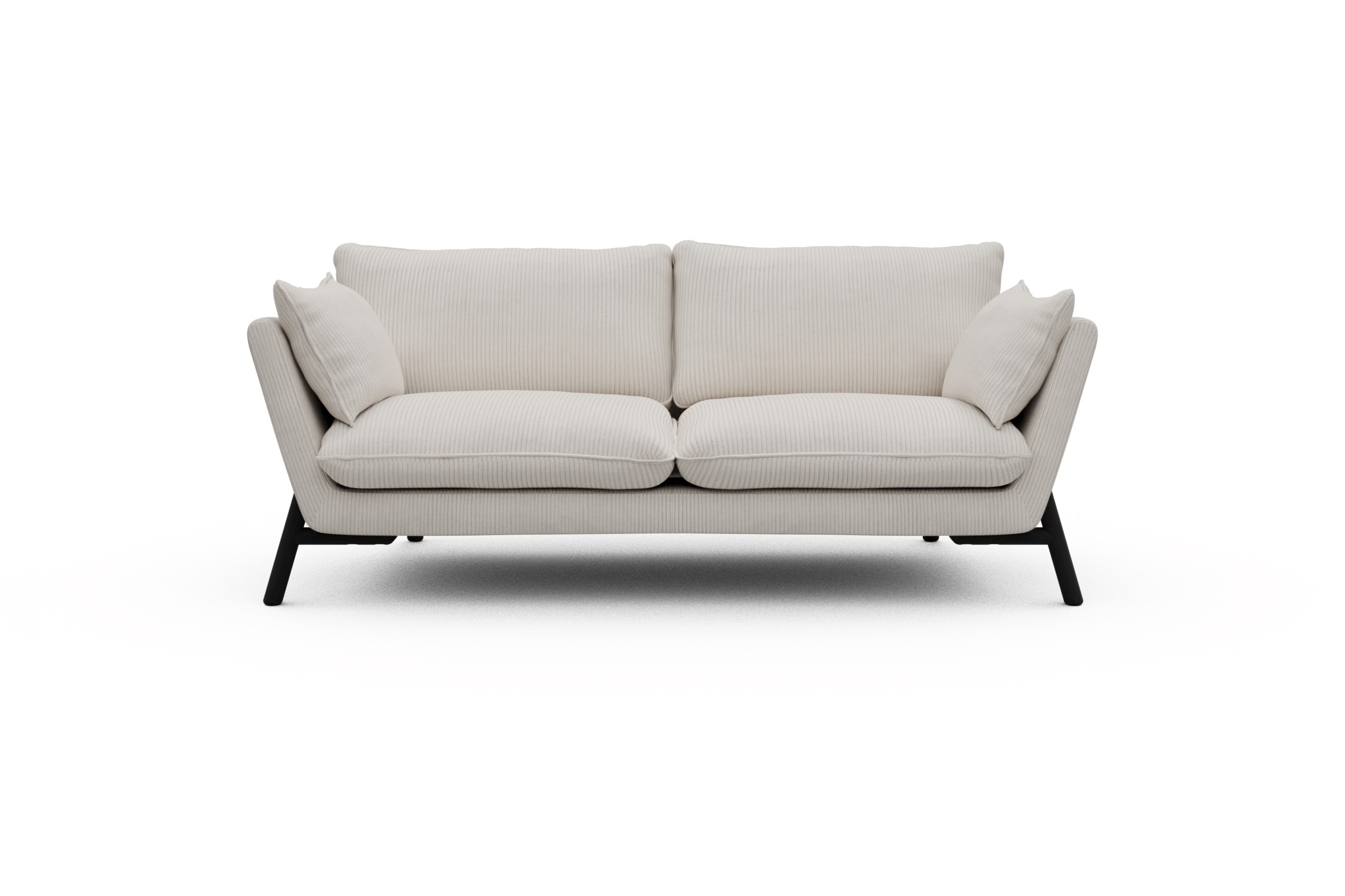 Skandi Home Sofa Emil 2-Sitzer Beinfarbe Eiche Schwarz Corduroy-Ivory moebelfaktor