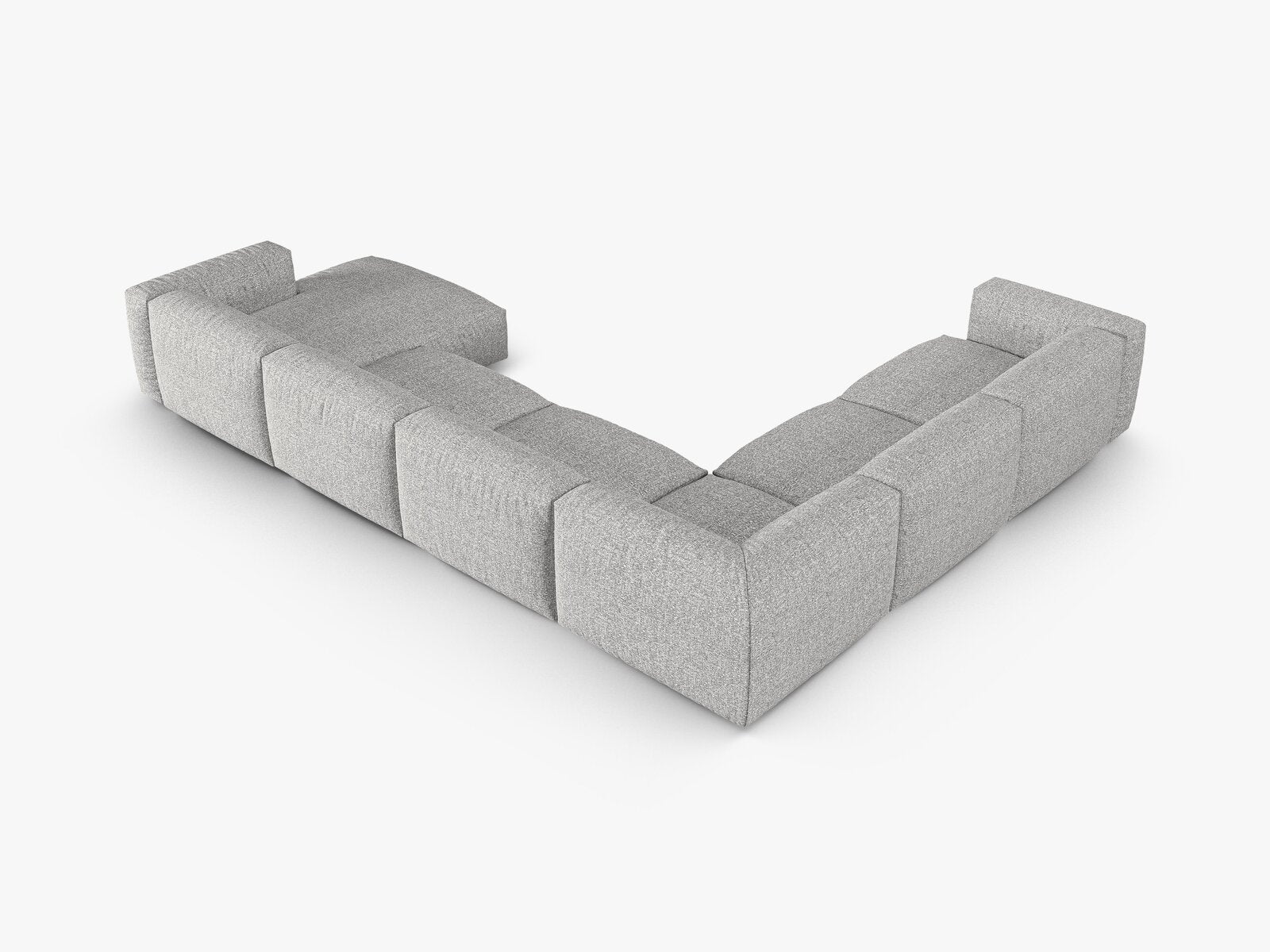Micadoni modulares Ecksofa XL Martina 6-Sitzer 90cm Sitztiefe Links Boucle Monet Silber