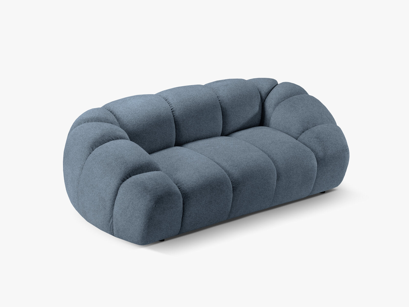 Micadoni Sofa Diana 2-Sitzer Strukturierter Samtstoff Jeansblau