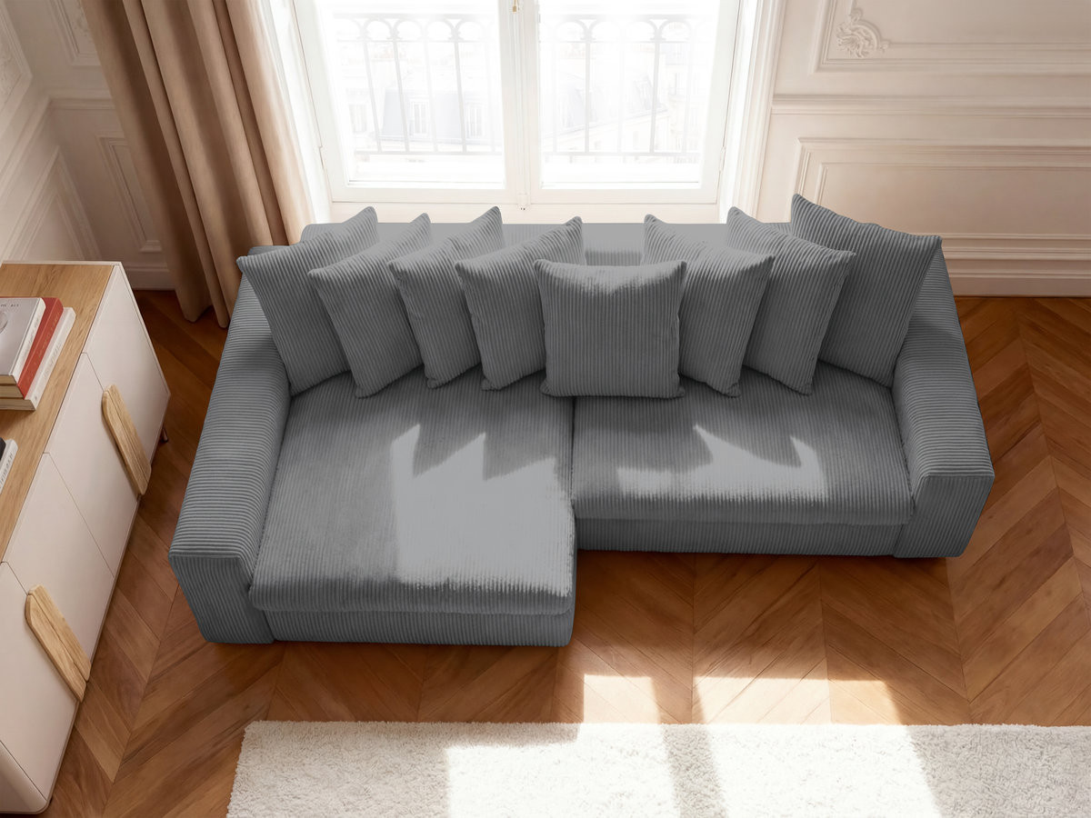 Bobochic Enore Ecksofa 330 × 157 cm Cordsamt Dunkelgrau Ecke links