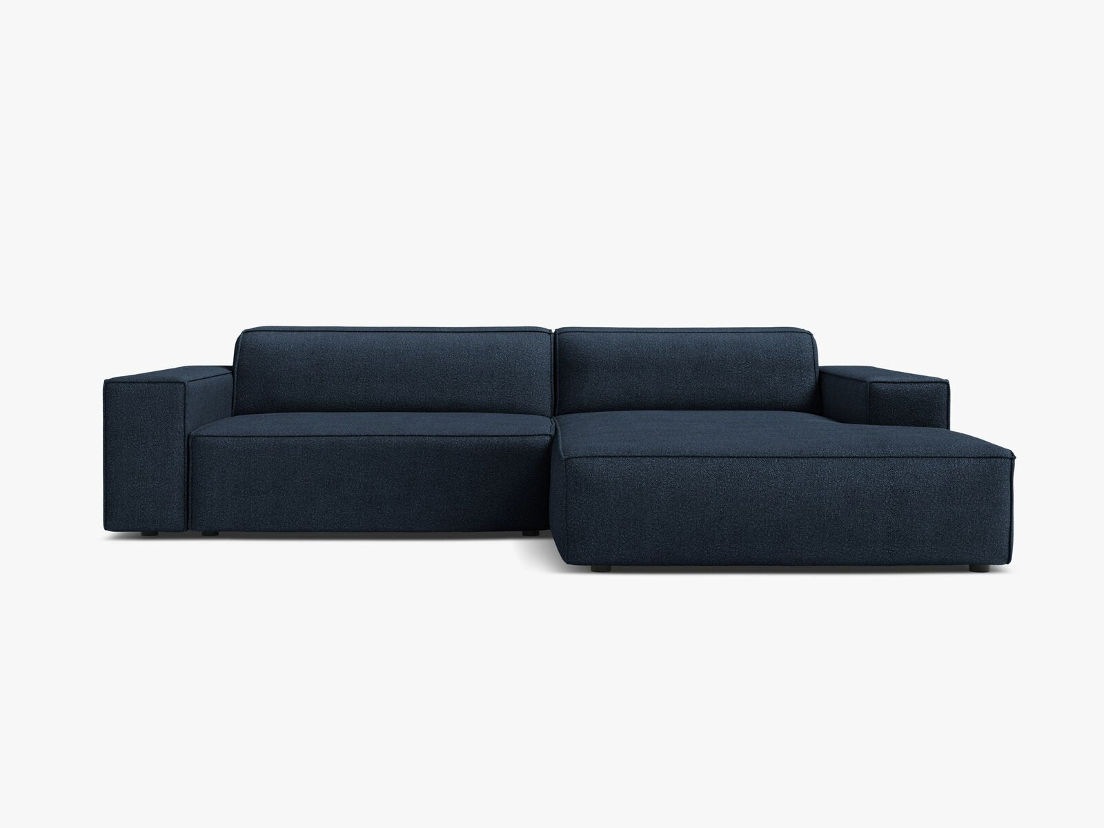 Micadoni Ecksofa Jodie 3-Sitzer Rechts Boucle Baloo Dunkelblau