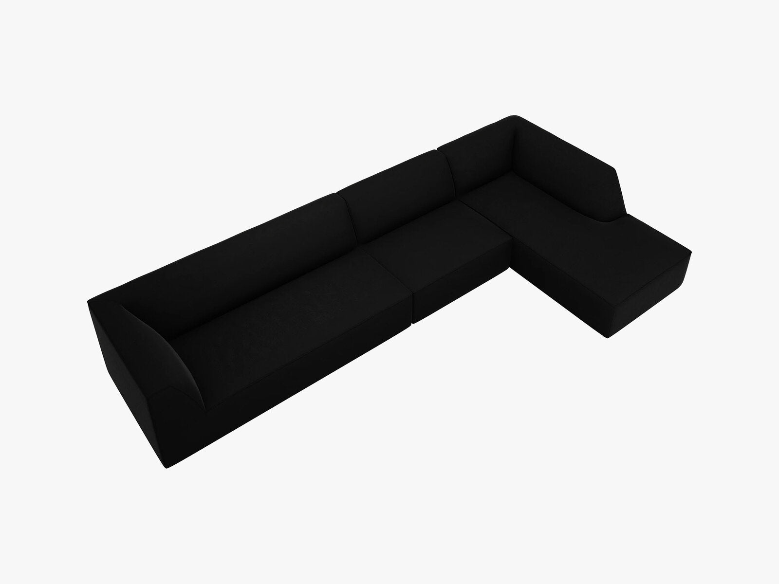 Micadoni Ecksofa Ruby 5-Sitzer Rechts Samt Salvador Schwarz