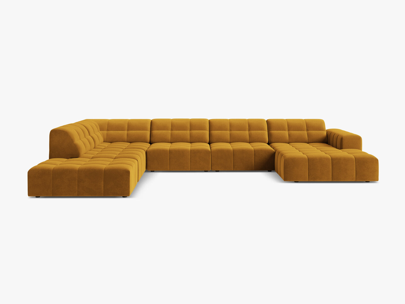 Micadoni Panorama Ecksofa Jennifer 7-Sitzer Links Samt Bluvel Gelb