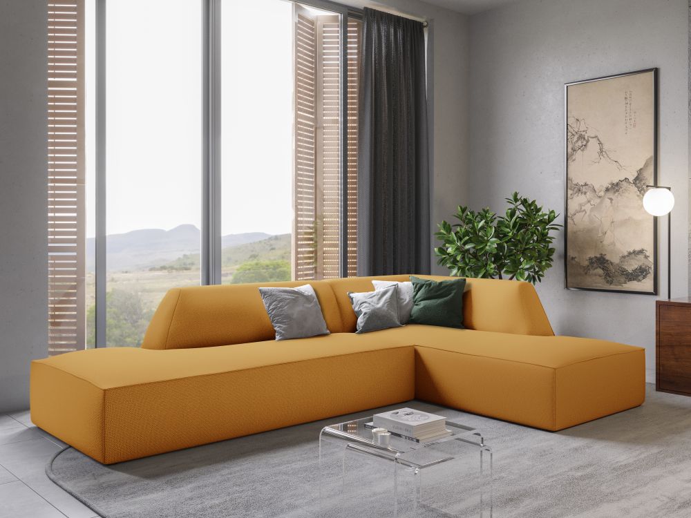 Cosmopolitan Design Ecksofa Siena 4-Sitzer offen Strukturierter Stoff Ottawa Gelb Rechts
