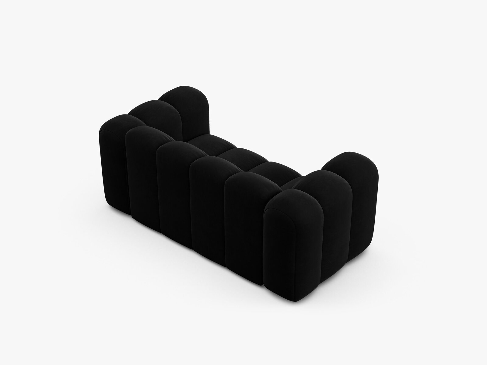 Micadoni Sofa Lupine 2-Sitzer kleine Version Samt Salvador Schwarz