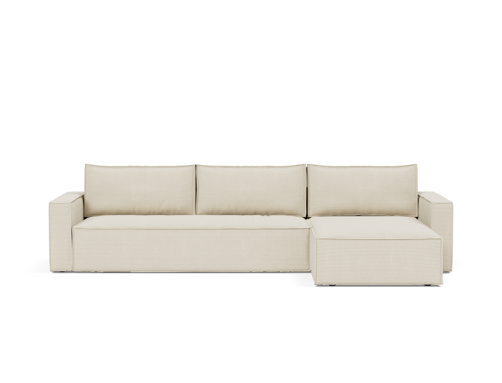 Schlafsofa Newilla mit Chaiselongue Kord Corduroy 594-Ivory