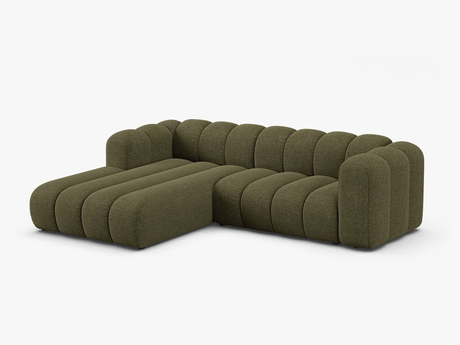 Micadoni Modulares Ecksofa Lupine 4-Sitzer mittelgroß Links Chenille Eden Grün
