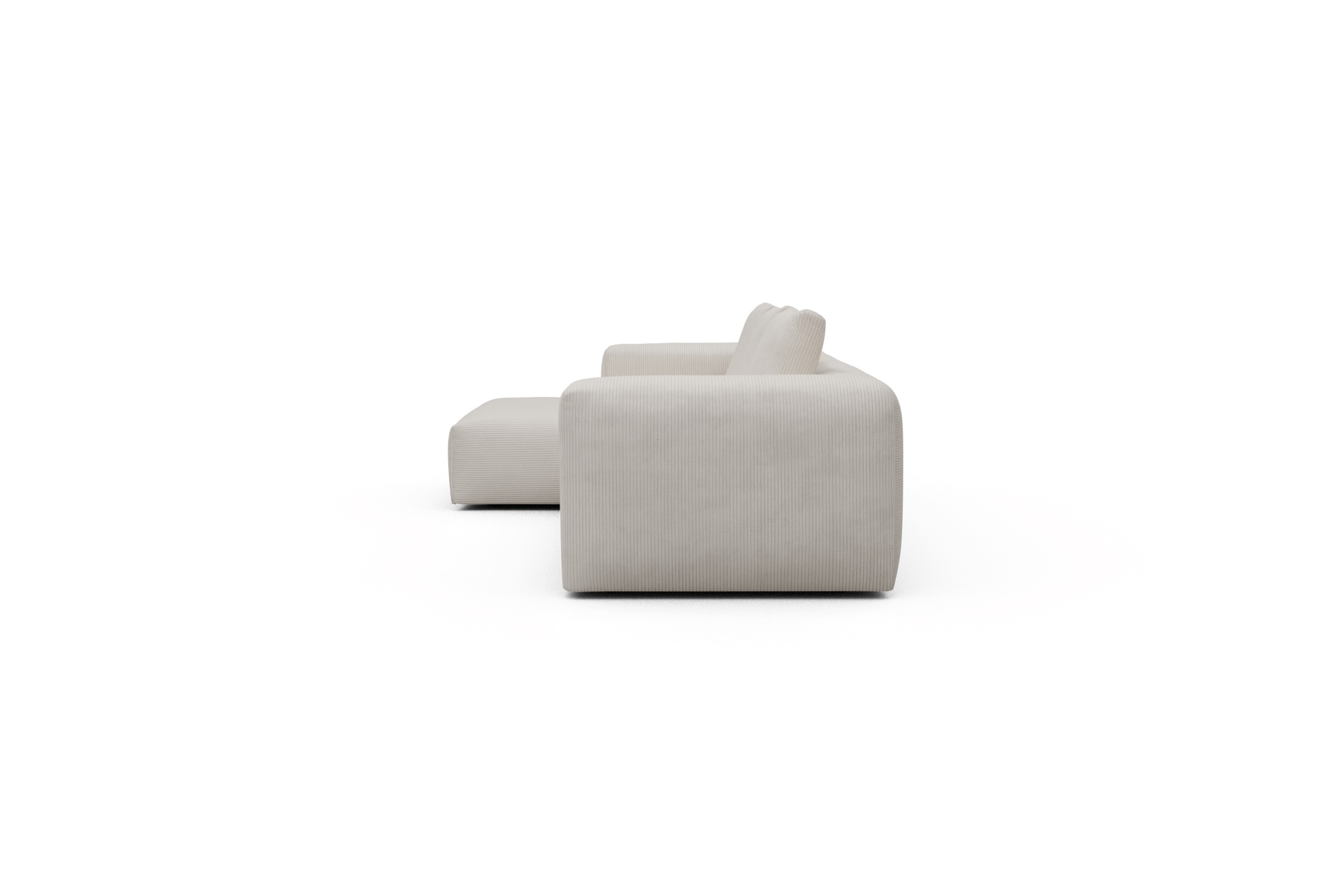 Ecksofa Fred Chaiselongue links mit 2,5-Sitzer Corduroy-Ivory