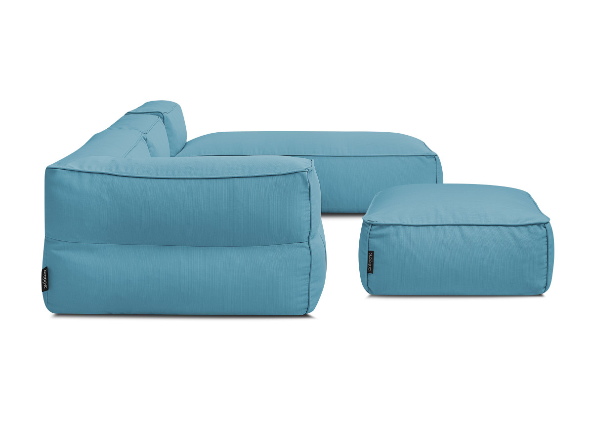 Bobochic Giulia Gartensofa 4-Sitzer mit Pouf, 1 Eckmodul Stoff Hellblau