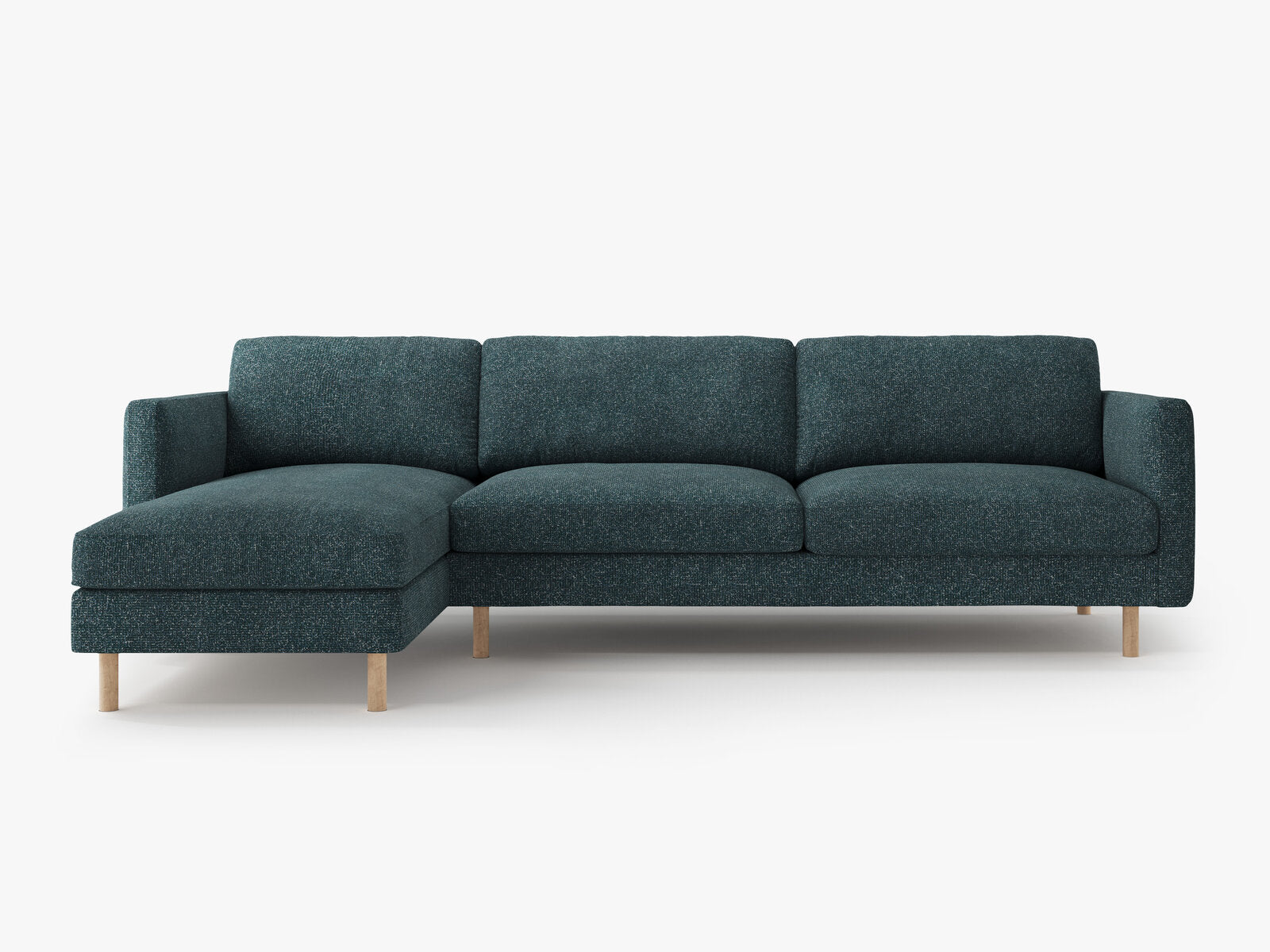 Micadoni Ecksofa Eden 4-Sitzer Links Strukturierter Stoff Grün Blau Melange