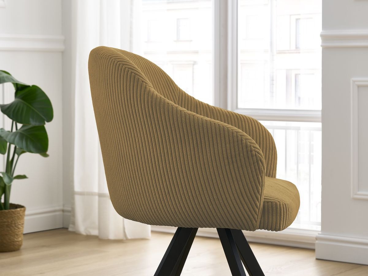 Bobochic Sophie Esszimmerstuhl 2er-Set mit Sternfuß Cordsamt Gelb