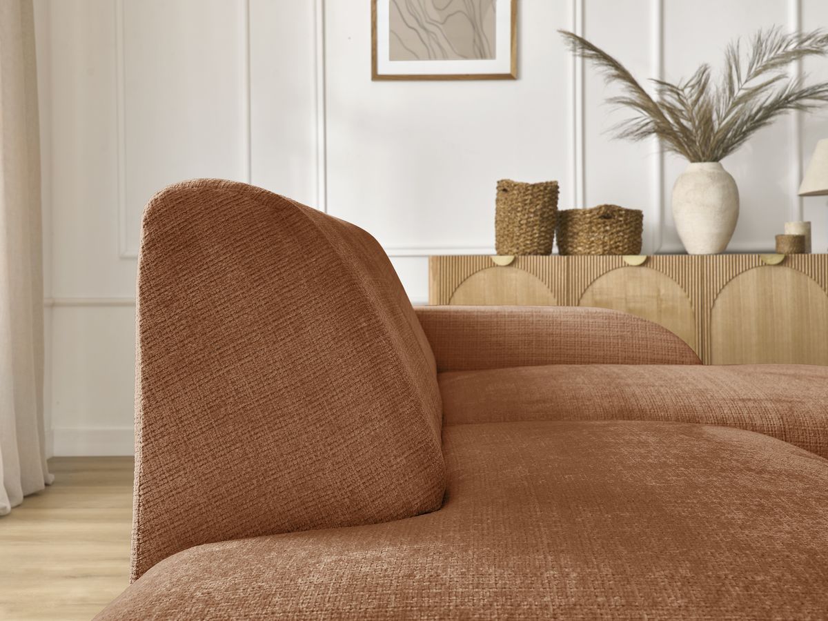 Bobochic Sirius Ecksofa 405 × 170 cm Strukturstoff Orange Ecke rechts