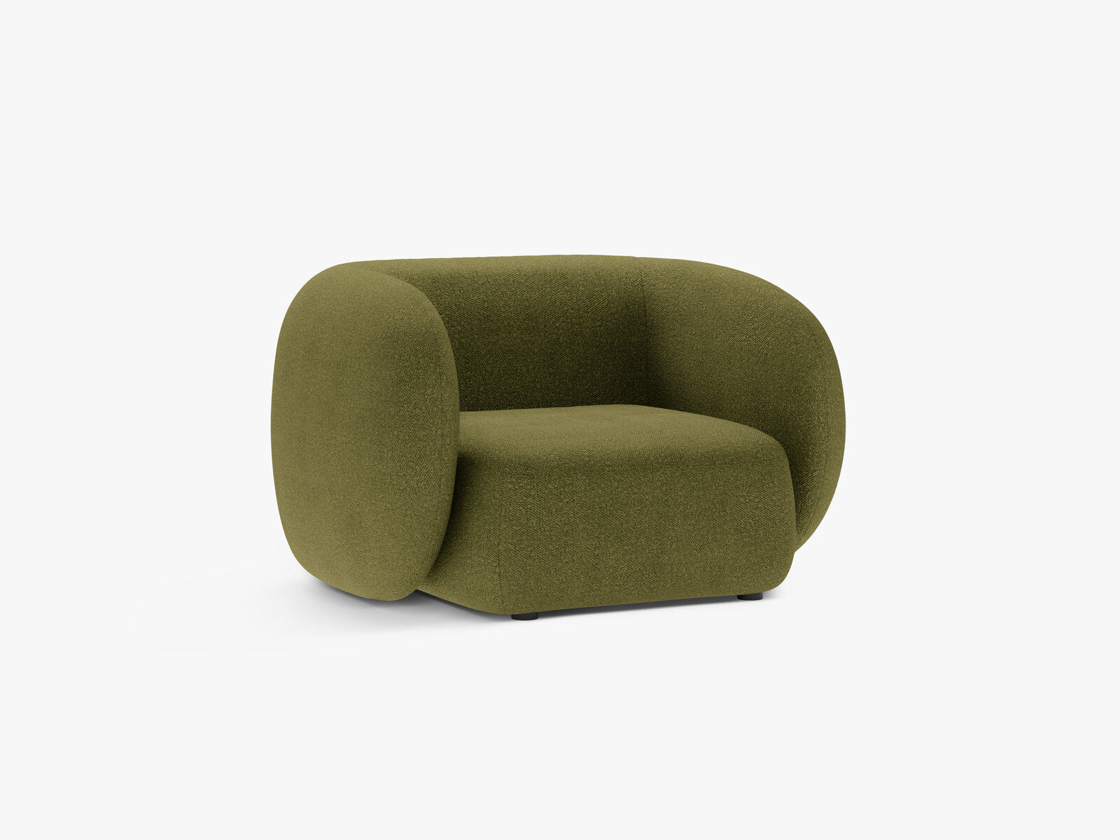 Micadoni Sessel Kate 1-Sitzer Boucle Baloo Dunkel-Olivgrün