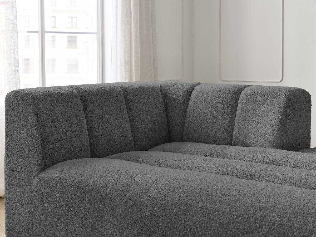 Bobochic Annecy Méridienne-Modul Bouclé-Stoff Dunkelgrau Ecke rechts