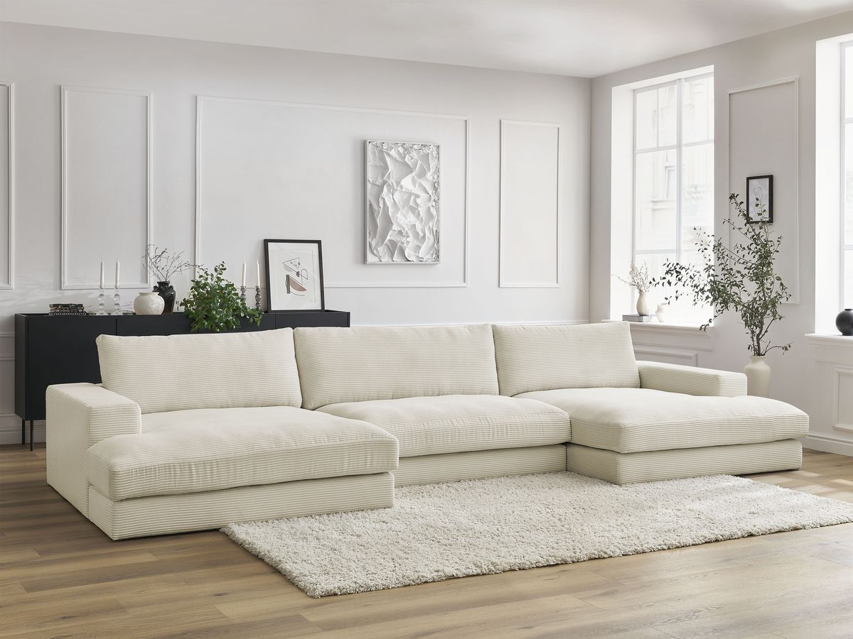 Bobochic Leonard Wohnlandschaft 404 × 159 cm Cordsamt Beige