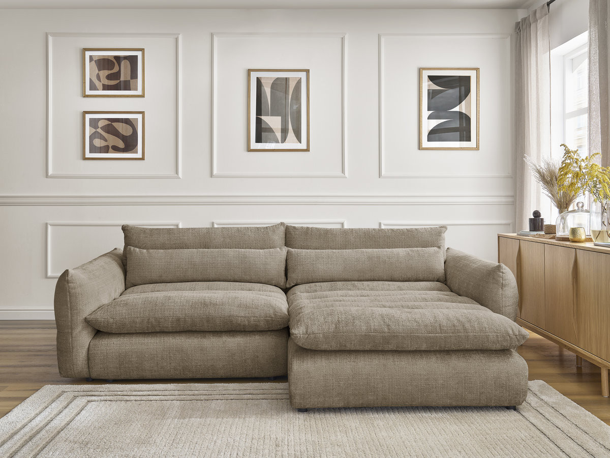 Bobochic Neil Ecksofa Strukturstoff Taupe Ecke rechts