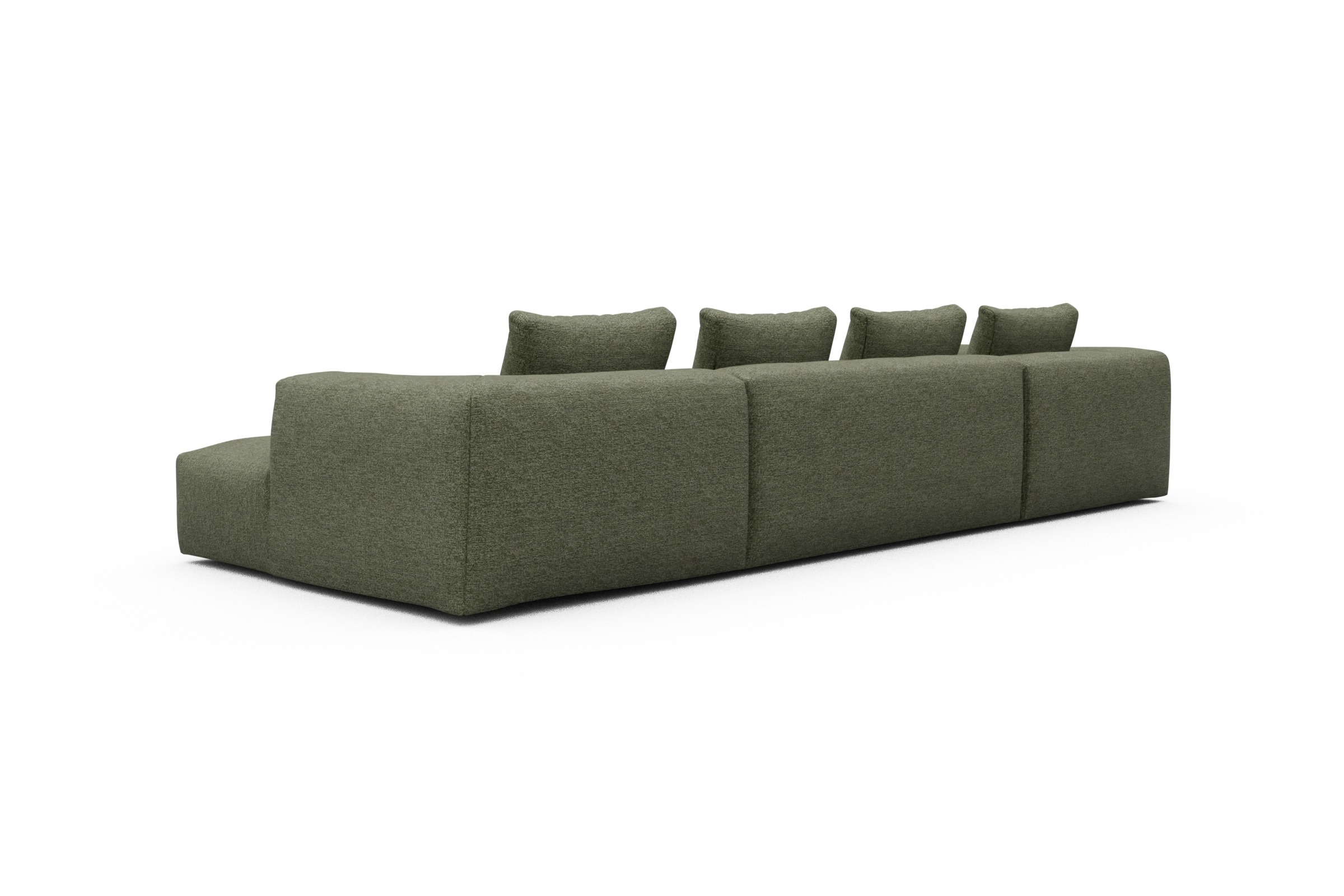 Wohnlandschaft Fred Relax-Ecke links mit 2-Sitzer und Chaiselongue rechts Carreno-Vivid-Green