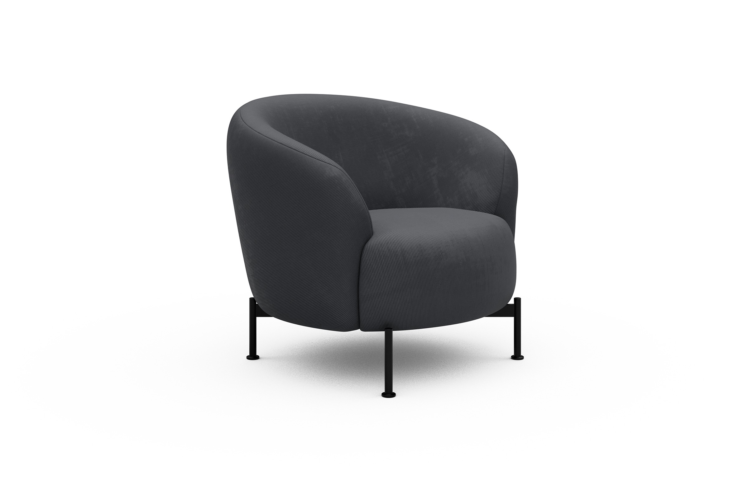 Sessel Ronda X-Metallgestell Schwarz Cordufine-Slate-Grey