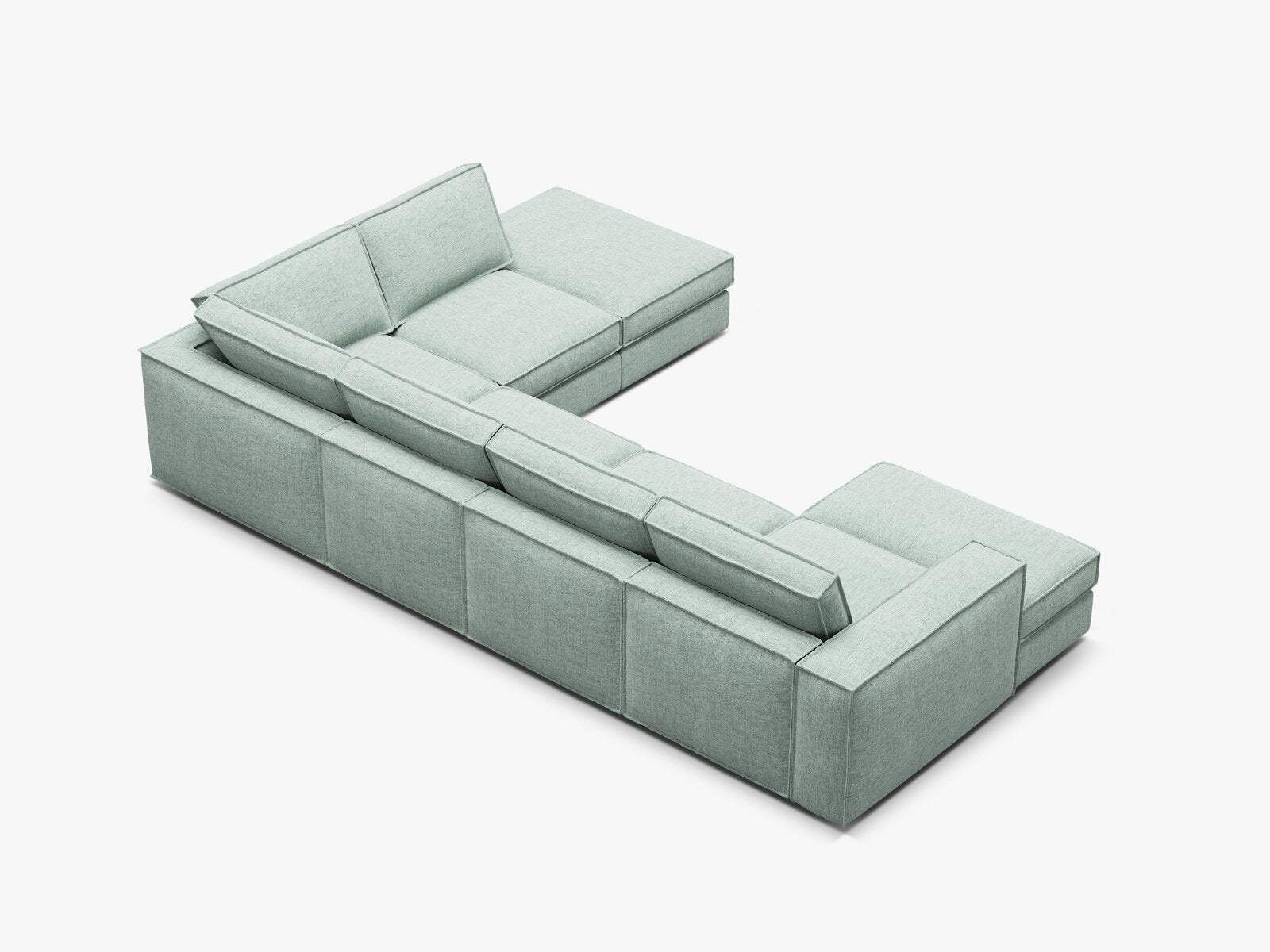 Micadoni modulares Panorama Ecksofa Pola 5-Sitzer Rechts Strukturierter Stoff Babel Minze