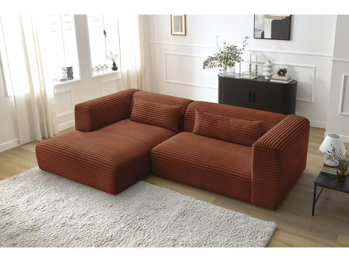 Bobochic Harry Ecksofa Breitcord weich Orange Ecke links