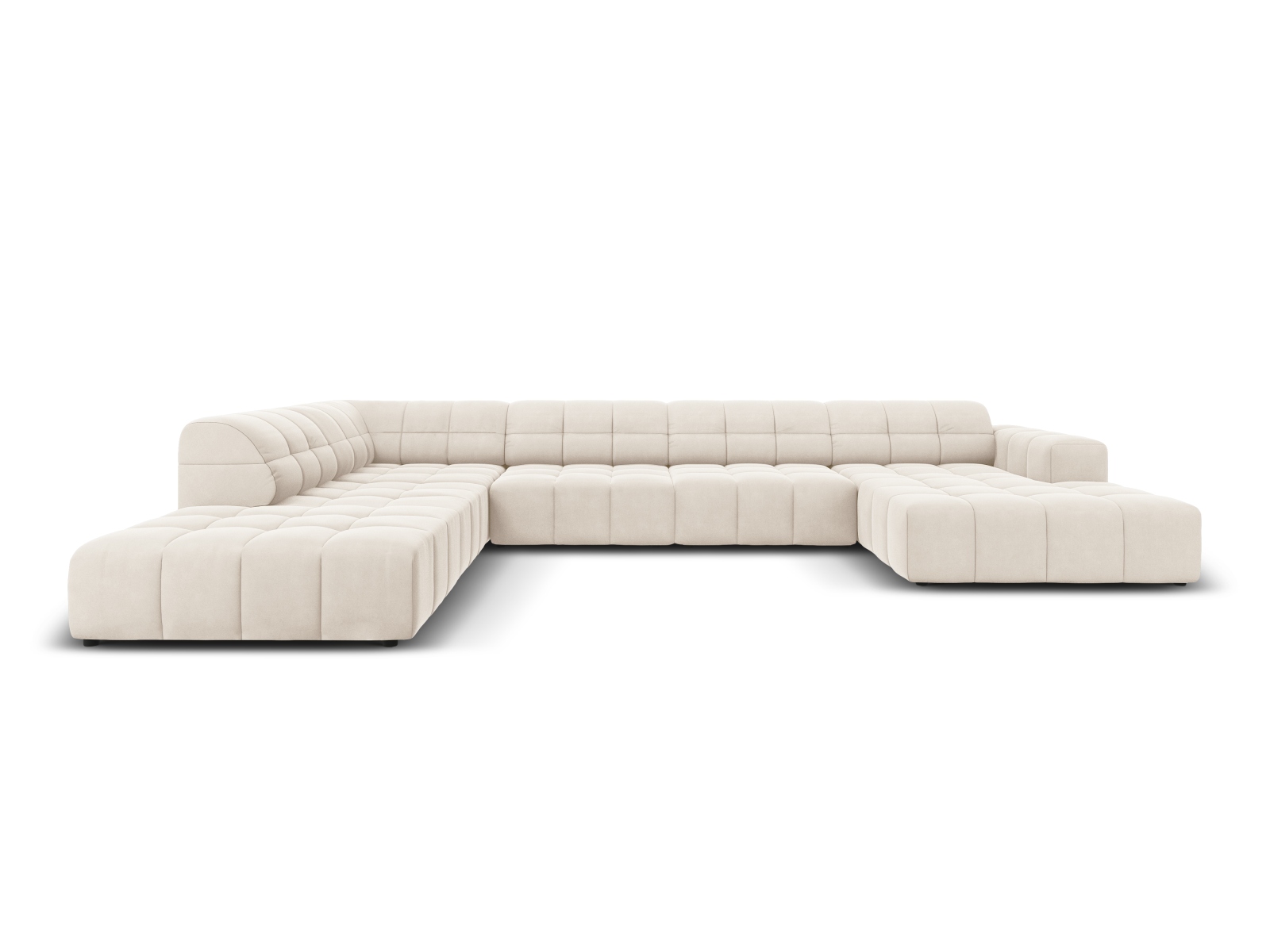 Cosmopolitan Design Panoramasofa Chicago 7-Sitzer Samt Bluvel Helles Beige Links