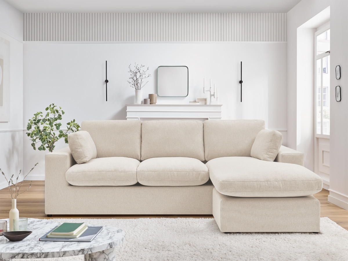 Bobochic Belair Ecksofa 220 × 139 cm Stoff Beige