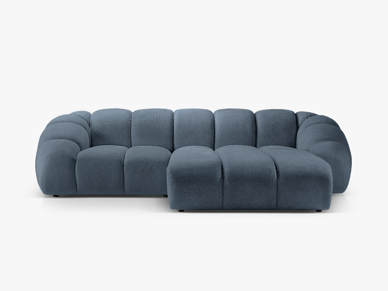Micadoni Ecksofa Diana 3-Sitzer Rechts Strukturierter Samt Bubble Jeansblau