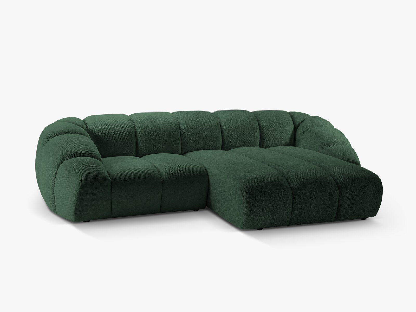 Micadoni Ecksofa Diana 3-Sitzer Rechts Strukturierter Samt Bubble Grün