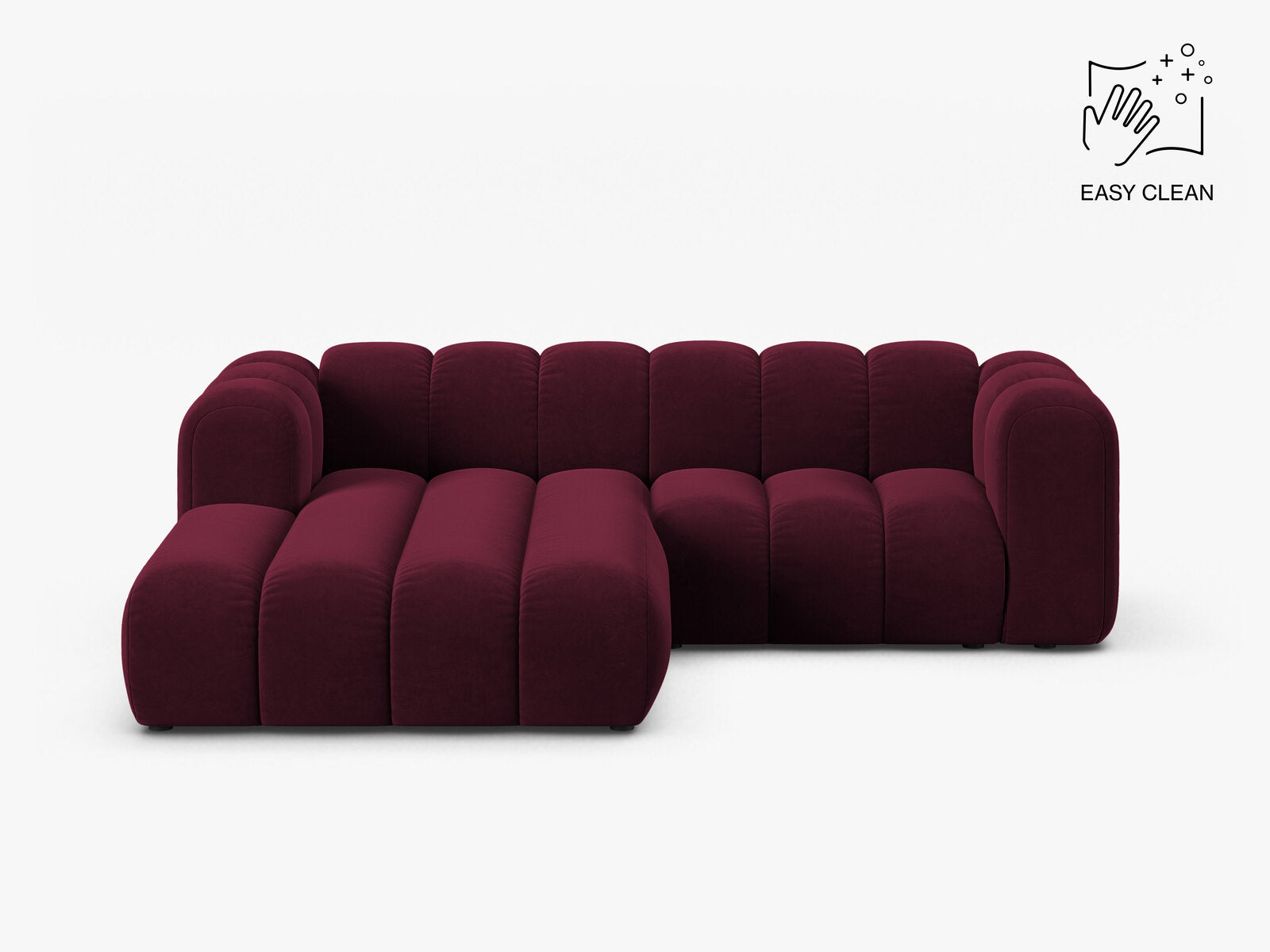 Micadoni Modulares Ecksofa Lupine 3-Sitzer Links Samt Venus Burgunder