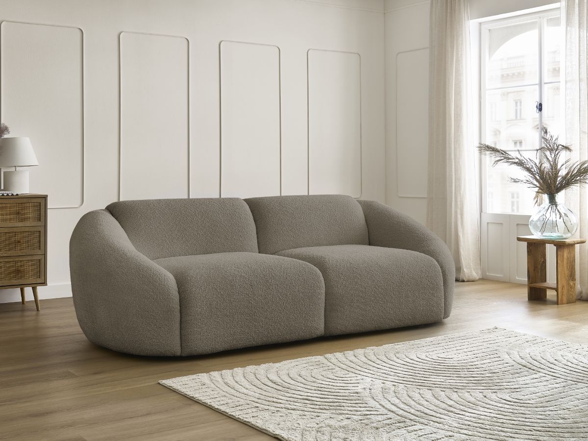 Bobochic Tina Sofa 3-Sitzer Bouclé-Stoff Taupe