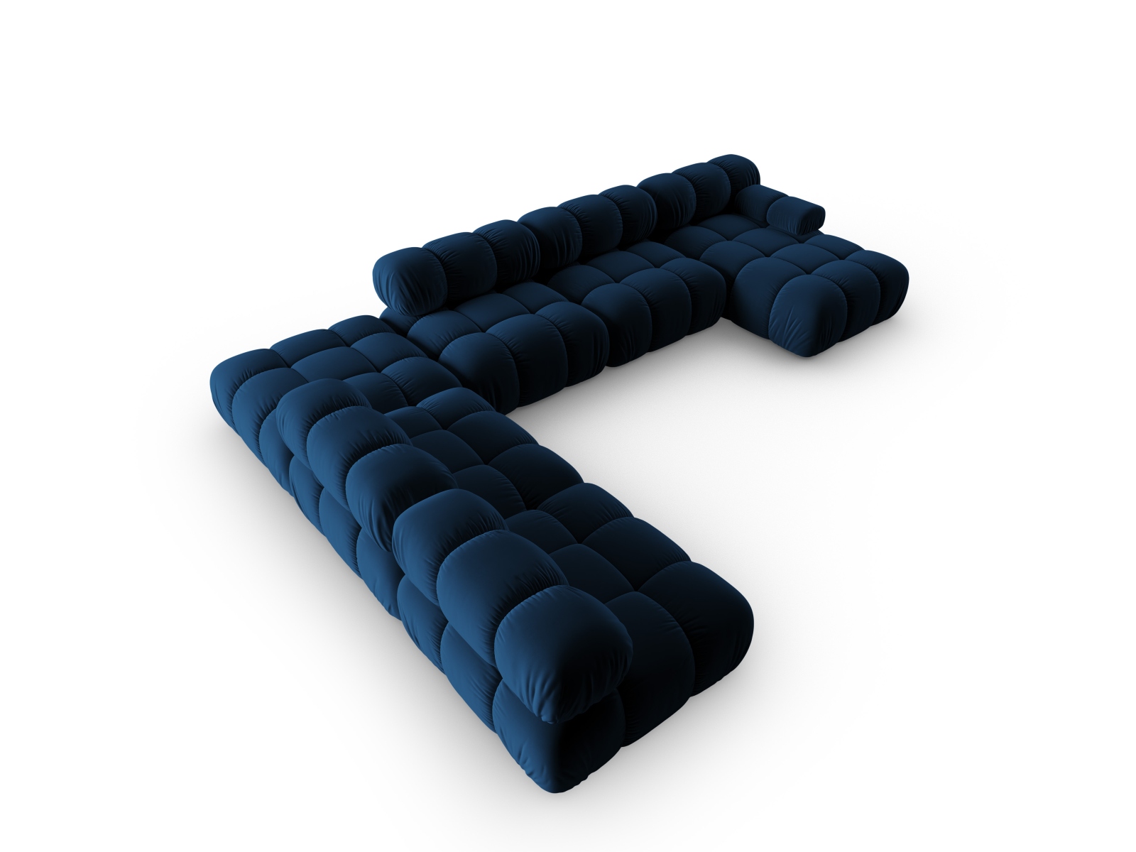 Micadoni Modulares Panorama Ecksofa Bellis 7-Sitzer Links Samt Bluvel Königsblau