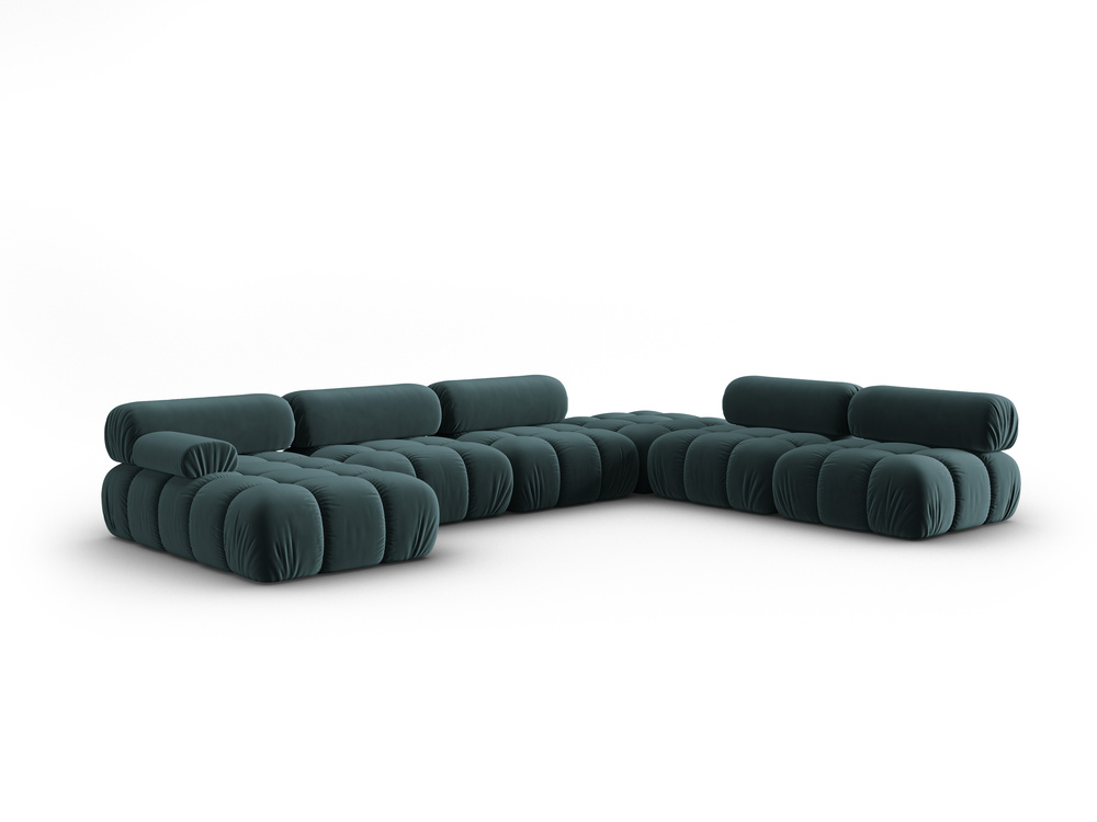 Cosmopolitan Design Modulares Panoramasofa Cortina 7-Sitzer Samt Bluvel Türkis Rechts