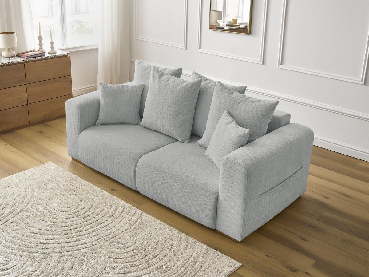 Bobochic Sidonie Sofa 2-Sitzer Melange-Stoff Hellgrau