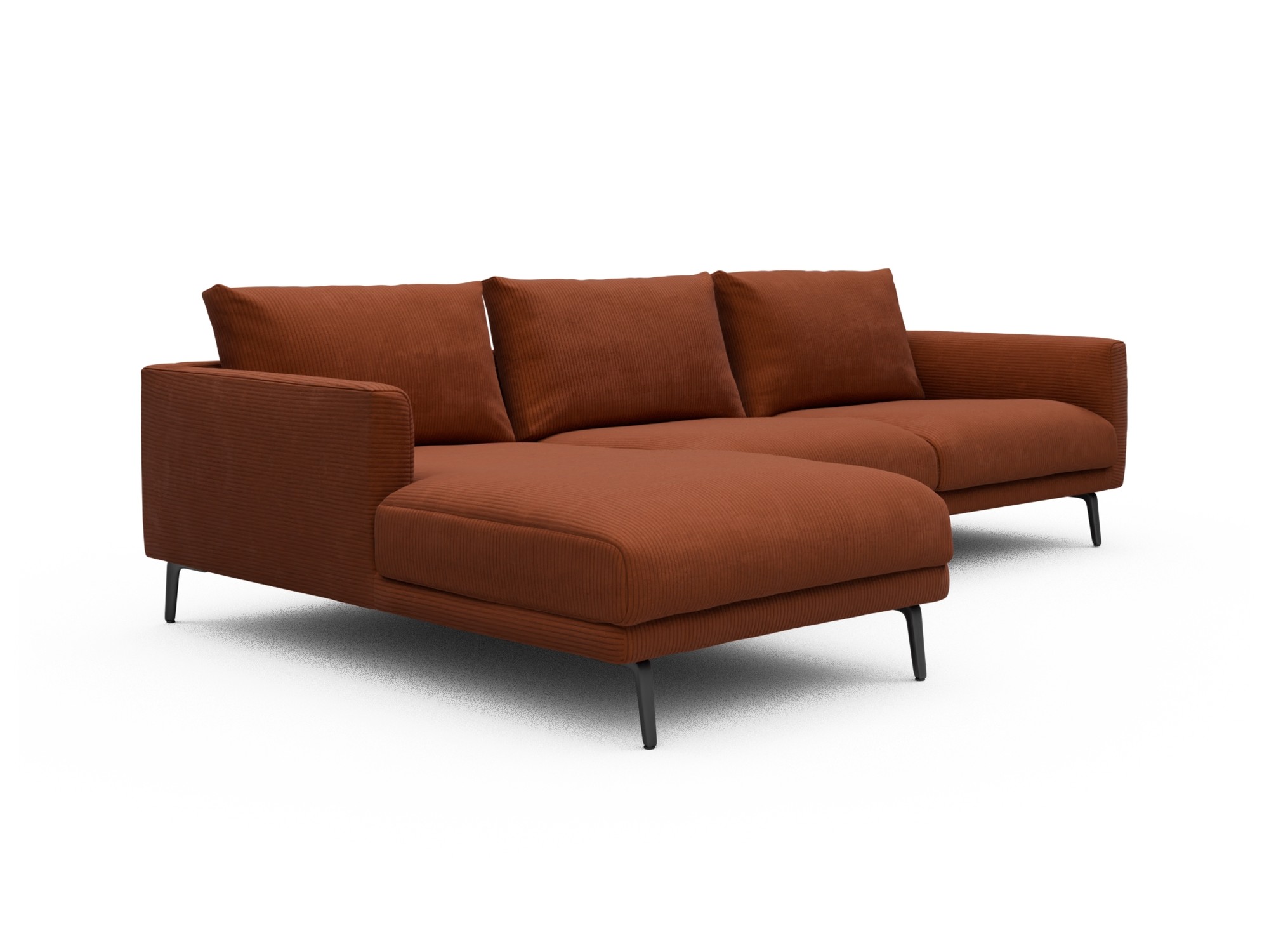 Skandi Home Ecksofa Karl Chaiselongue links mit 2,5-Sitzer Corduroy-Burnt-Orange moebelfaktor