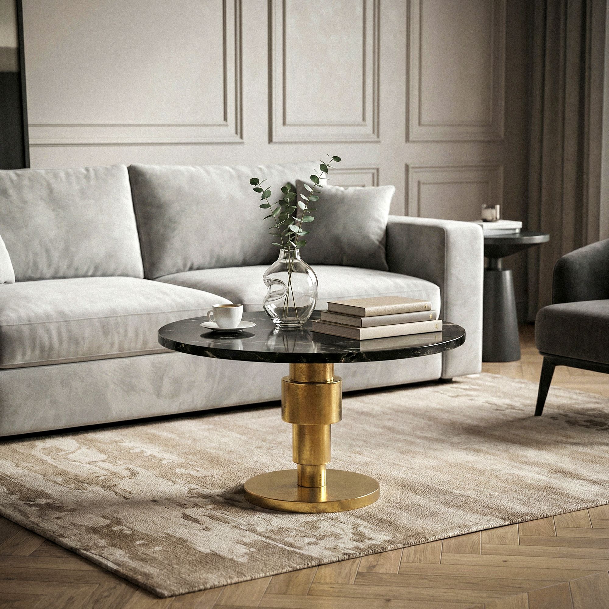 Couchtisch Sandane Marmor Schwarz Höhe 39 cm