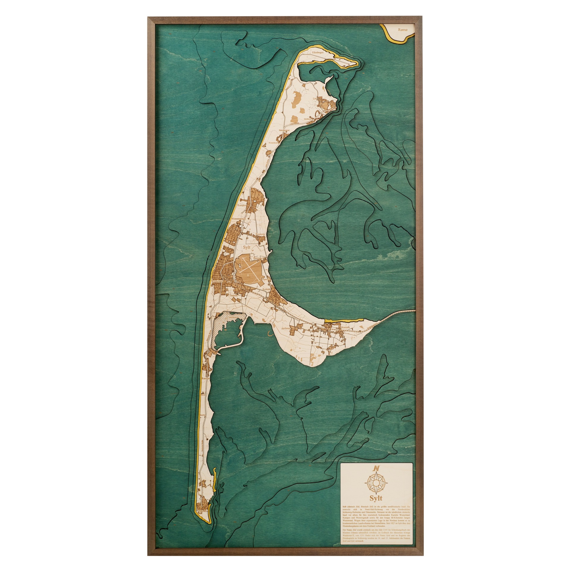 Cutting Brothers 3D Holz-Wandkarte Sylt 61x122 cm