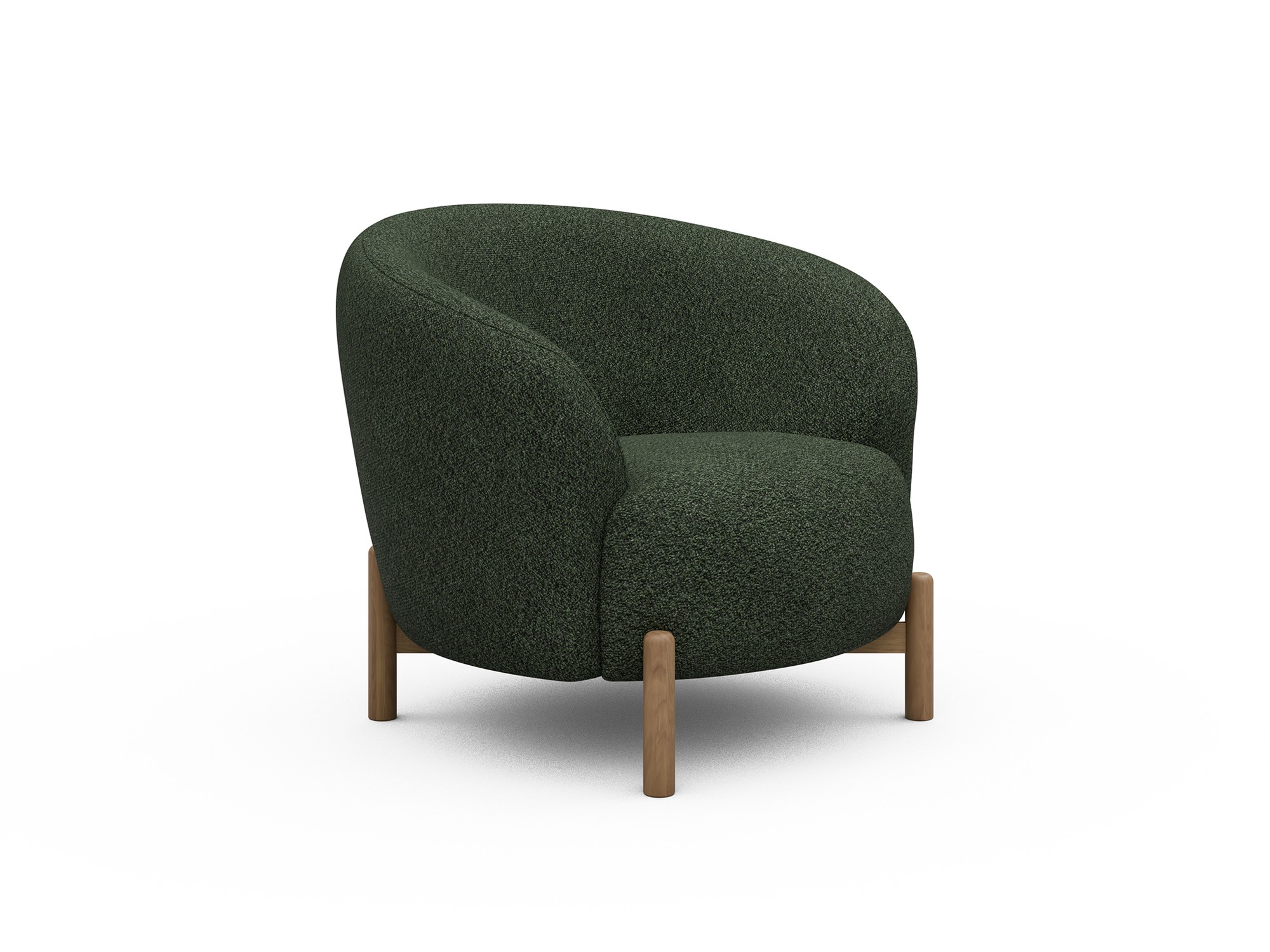 Sessel Ronda Holzbeine Eiche Natur Boucle Vanora 869-Deep-Green