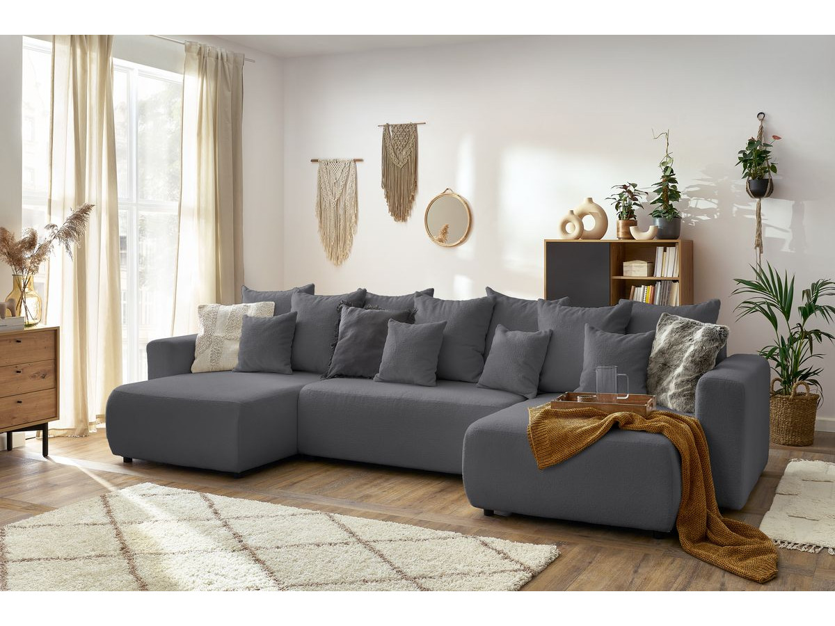 Bobochic Envy Wohnlandschaft Bouclé-Stoff Dunkelgrau