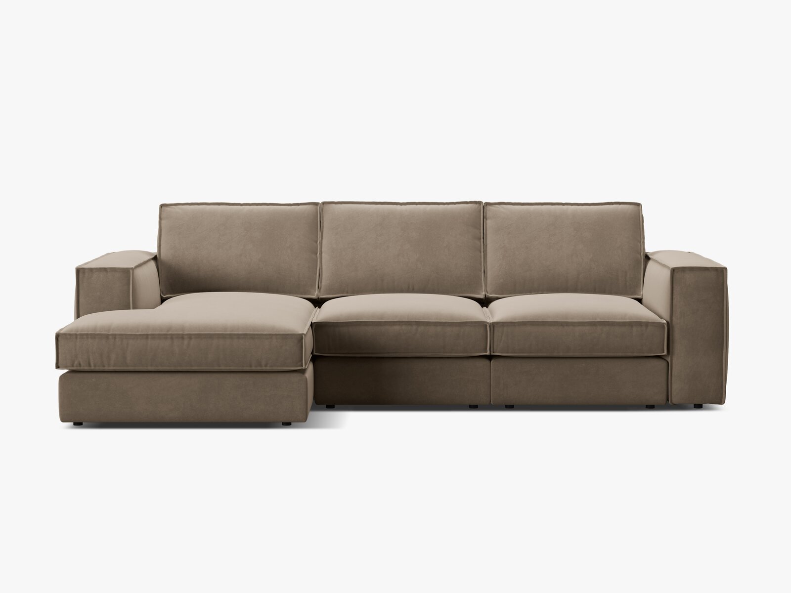 Micadoni modulares Ecksofa Pola 3-Sitzer Links Samt Salvador Grau Braun