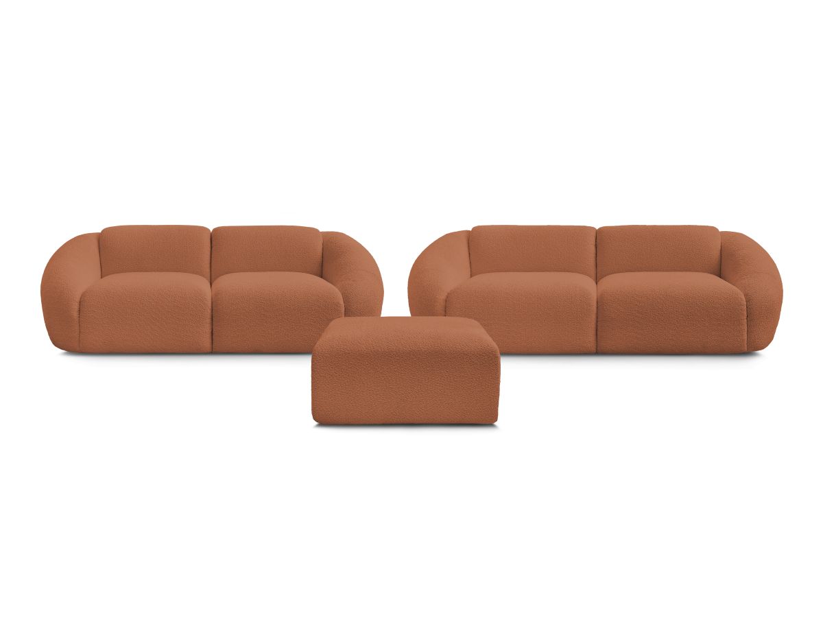 Bobochic Tina Sofa 6-Sitzer mit Pouf Bouclé-Stoff Orange